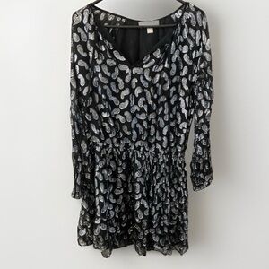 Michael KORS Dress Black & Silver Paisley sparkly Medium